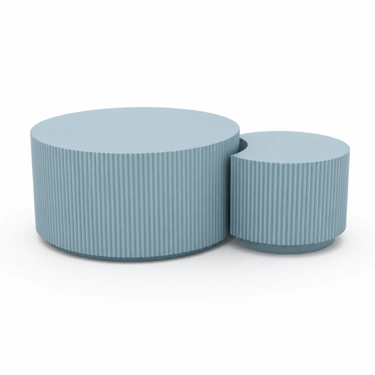 Tables gigognes en métal ondulé bleu, ensemble de 2