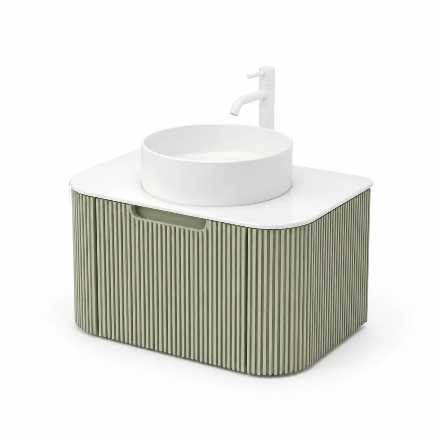 Meuble lavabo suspendu en bois composite avec lavabo en céramique