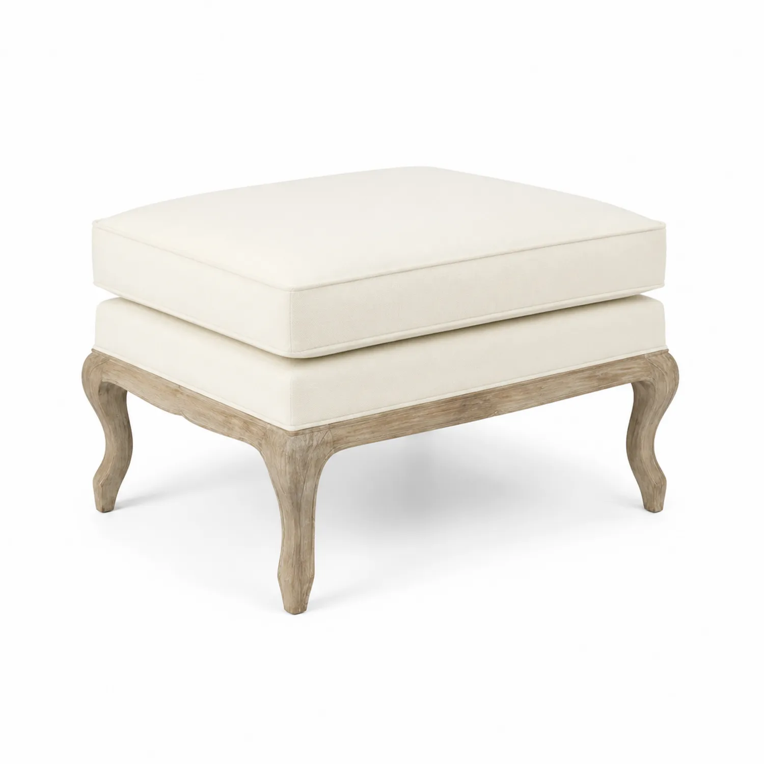 Repose-pieds en bois et tissu beige