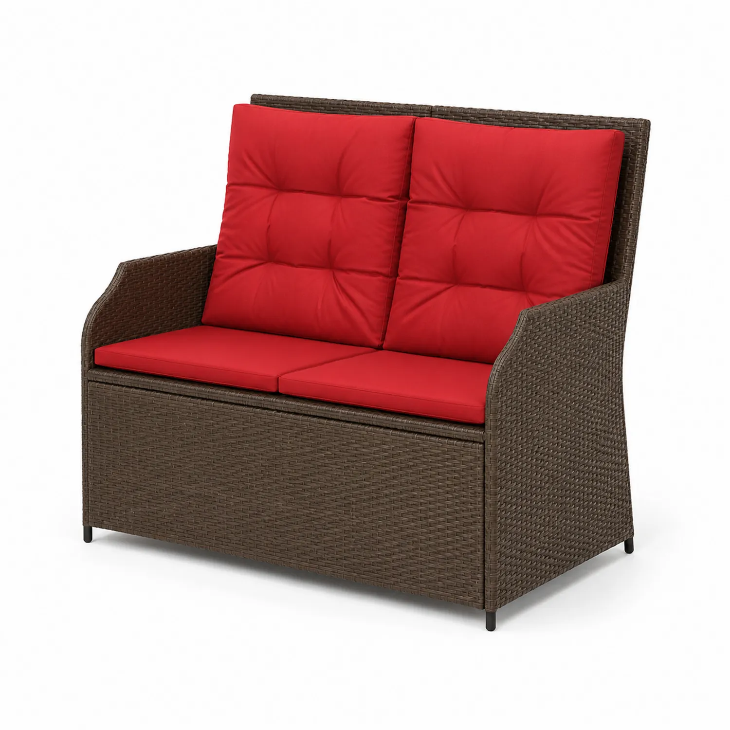 Banc d'extérieur en résine avec coussins rouges