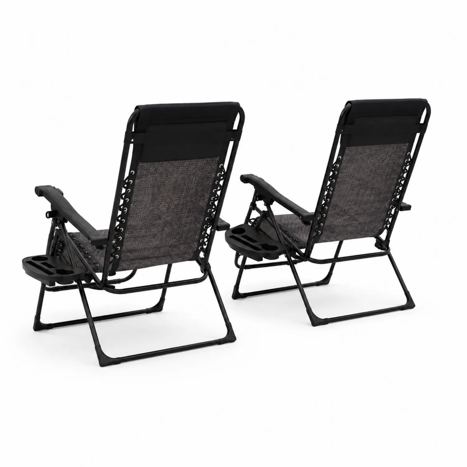 Lot de 2 chaises de jardin pliantes en acier et polyester Noir