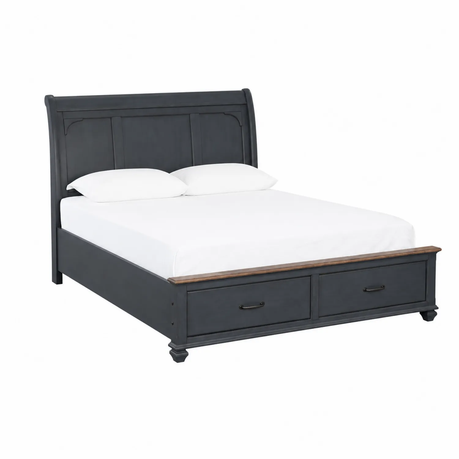 Lit double en bois Noir avec rangement 160x200 cm