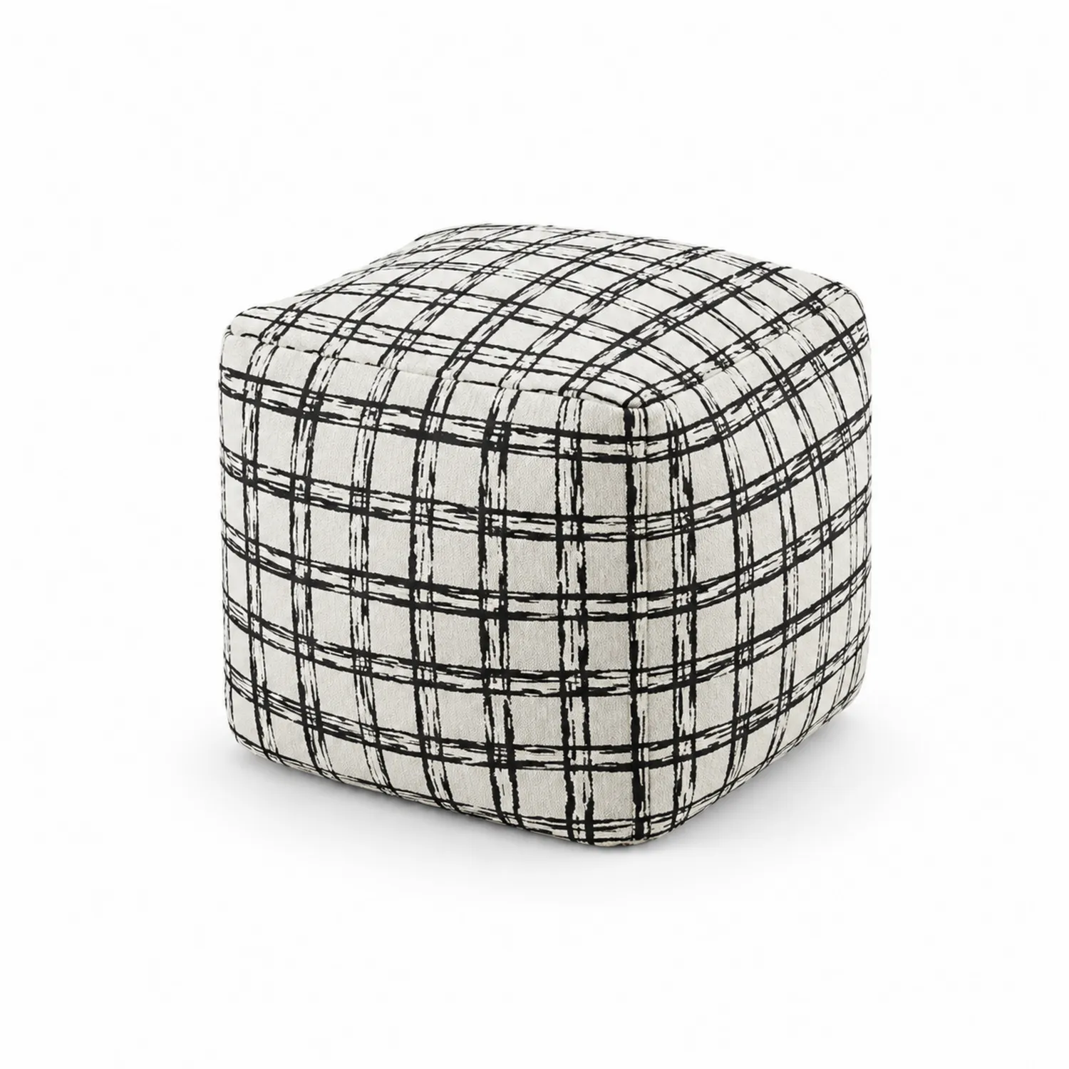 Pouf carré en tissu Noir et Blanc 45x45x45 cm