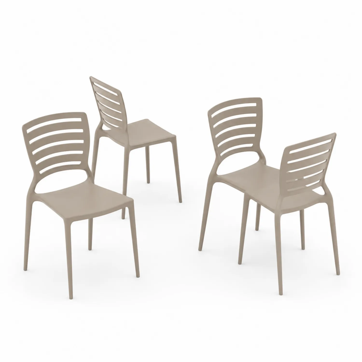 Lot de 4 chaises de jardin en plastique - Taupe