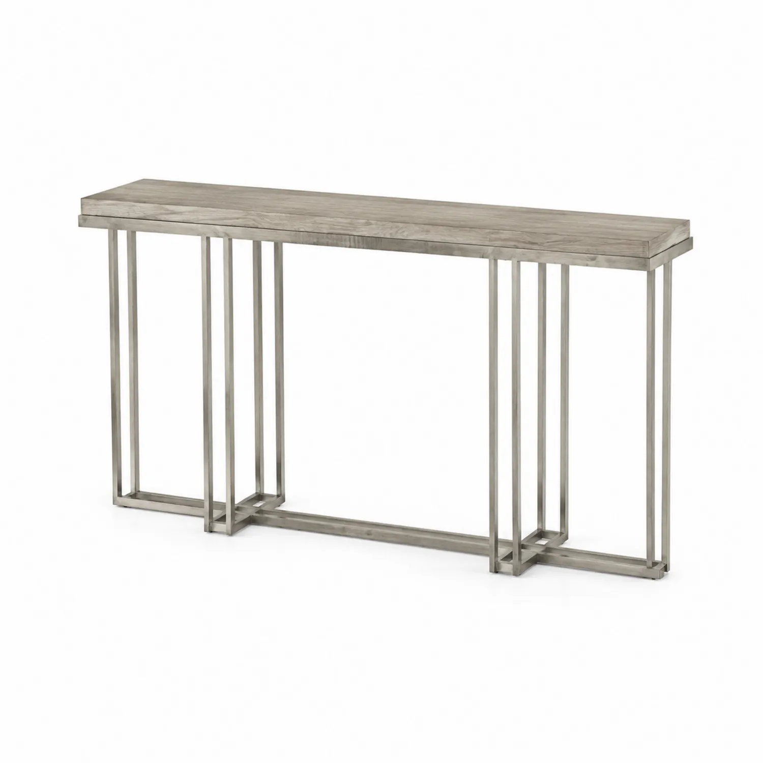 Console en bois et métal argenté 120 cm