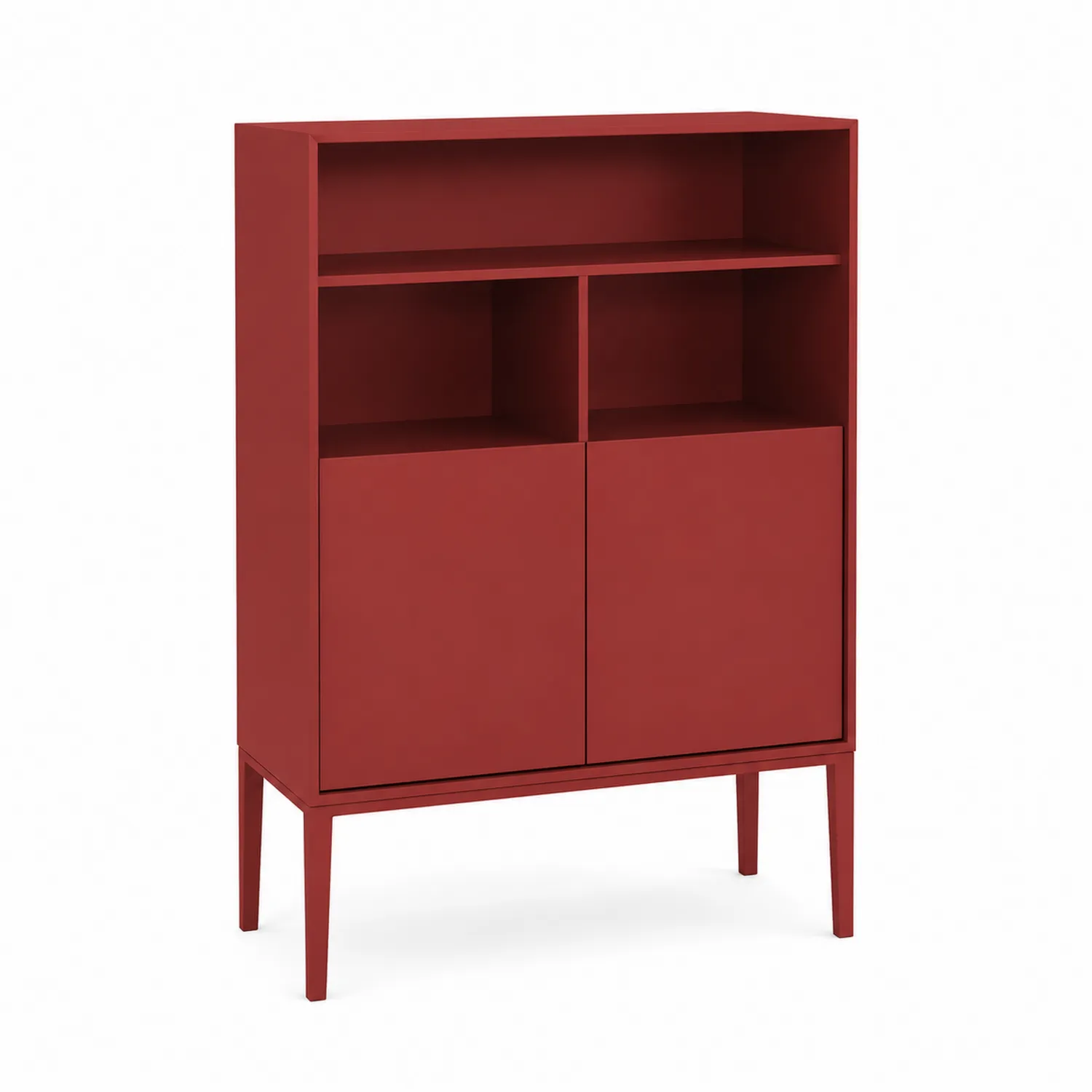 Buffet en MDF Rouge avec Étagères et Portes