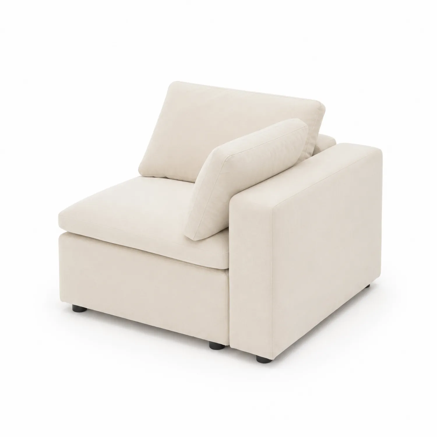 Canapé en tissu beige avec coussins amovibles