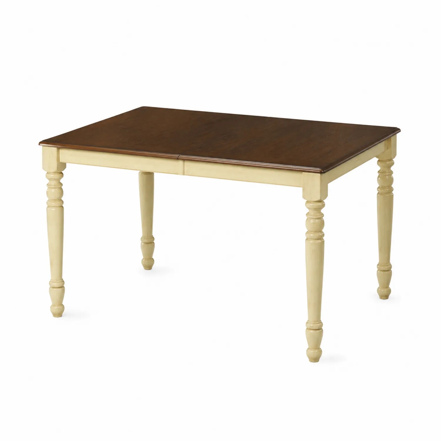 Table de salle à manger en bois brun et crème