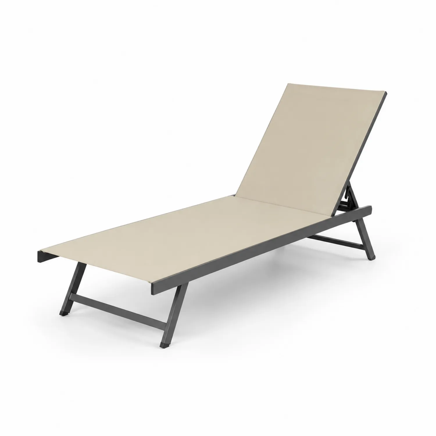 Chaise longue extérieure en aluminium et textile Beige