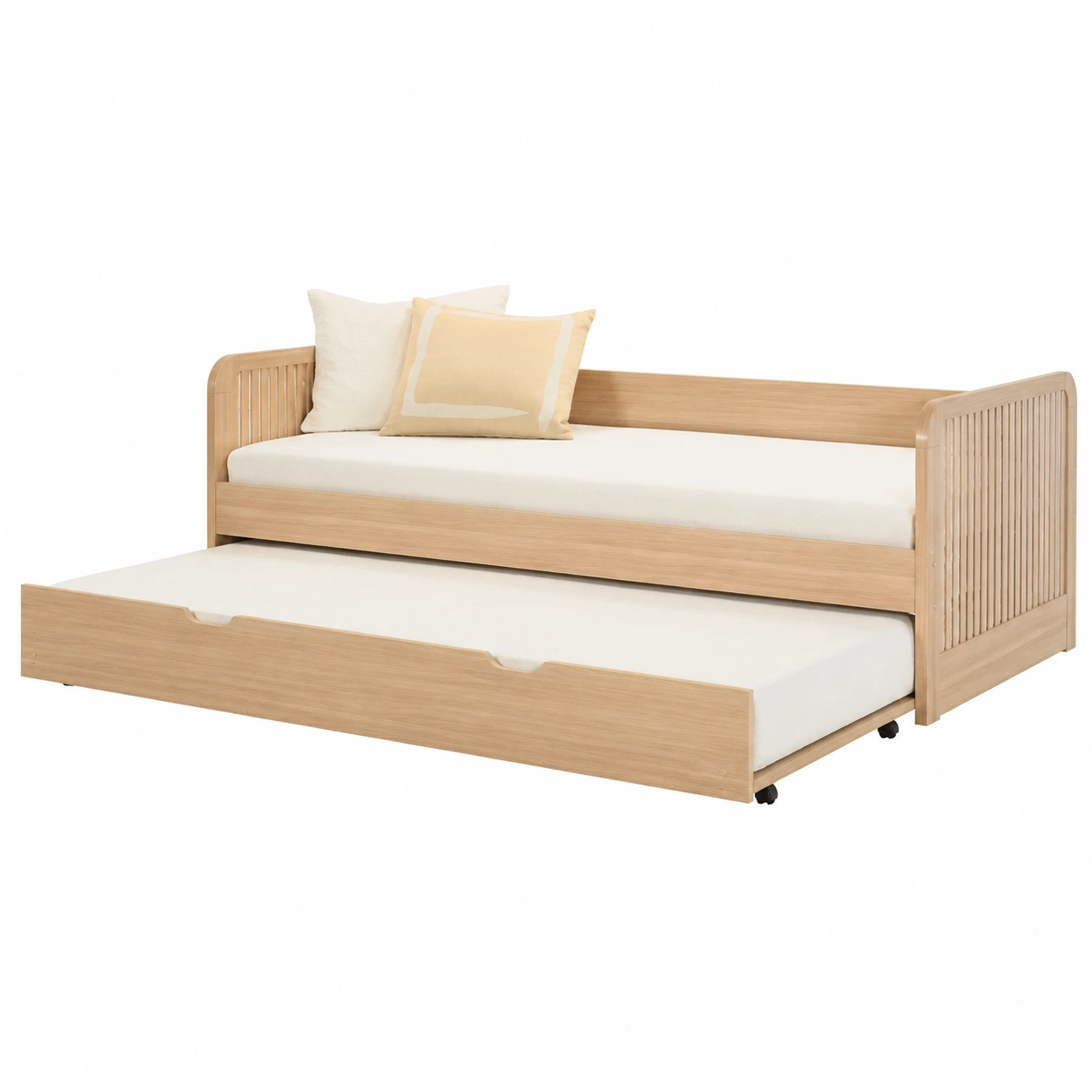 Cama nido de madera natural para un dormitorio lleno de calma