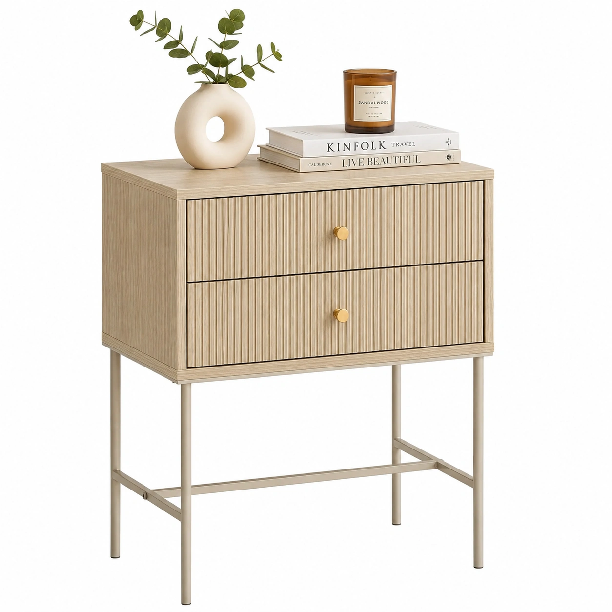 Mesita de Noche Minimalista de Madera Clara