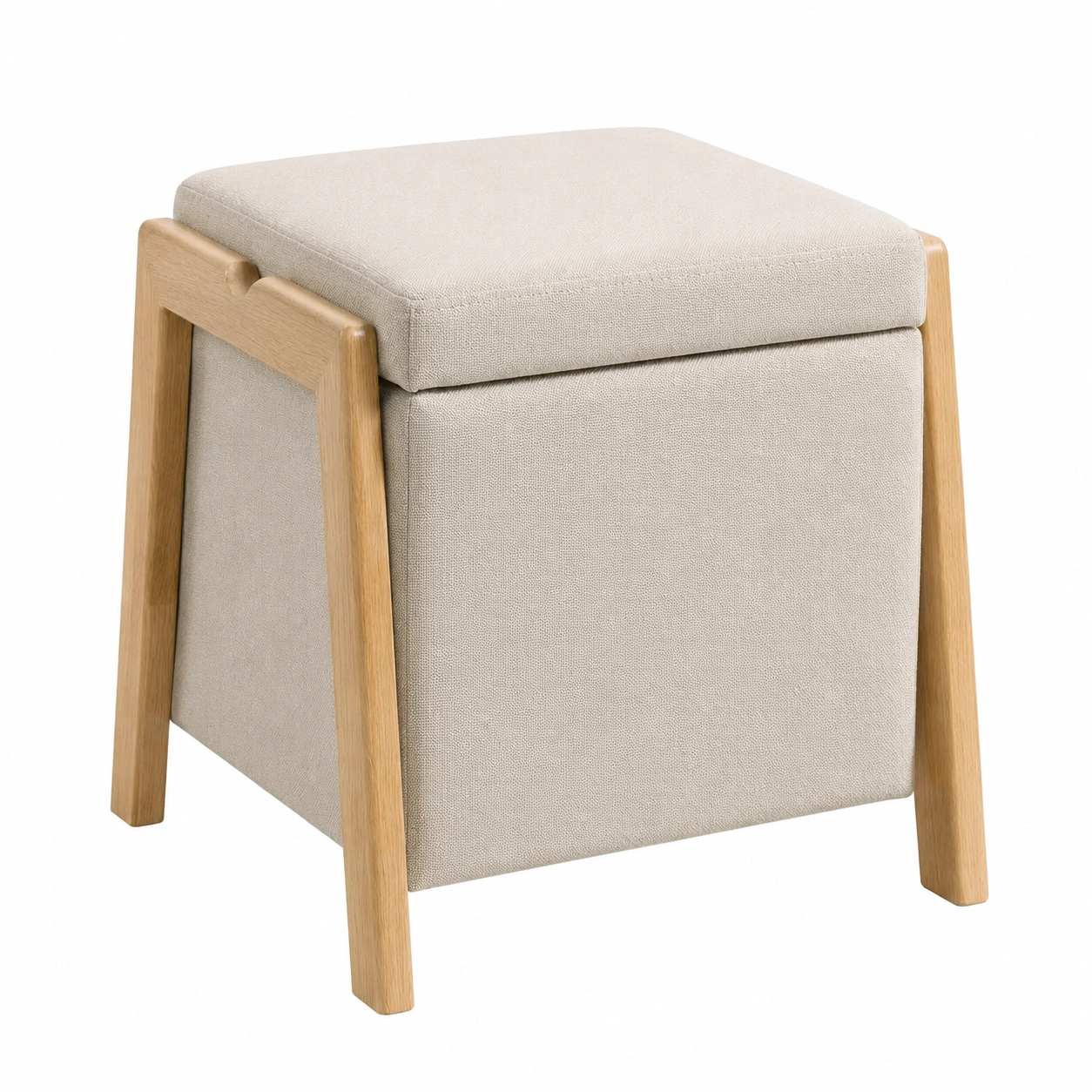 Taburete tapizado minimalista en beige natural