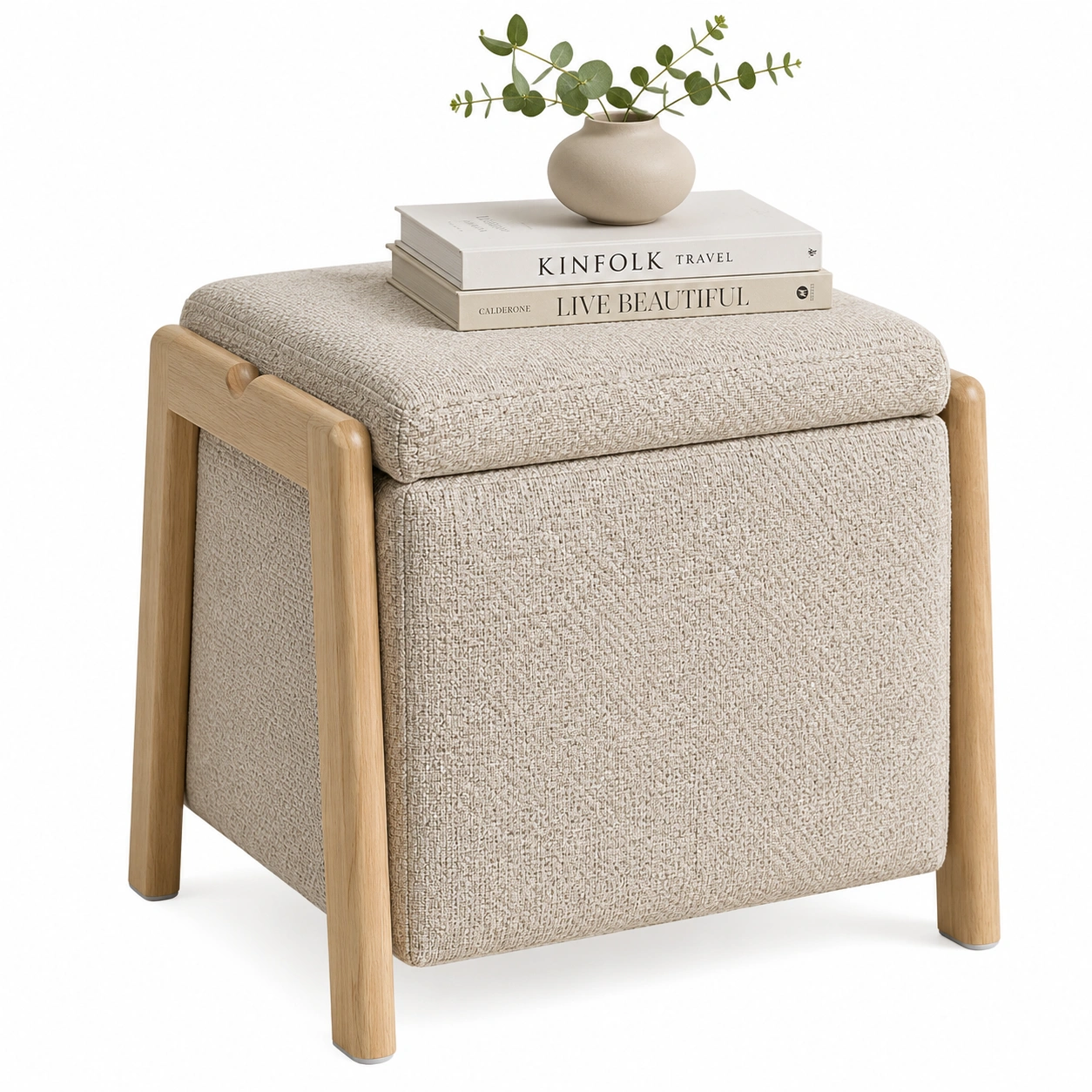 Taburete decorativo texturizado en arena suave