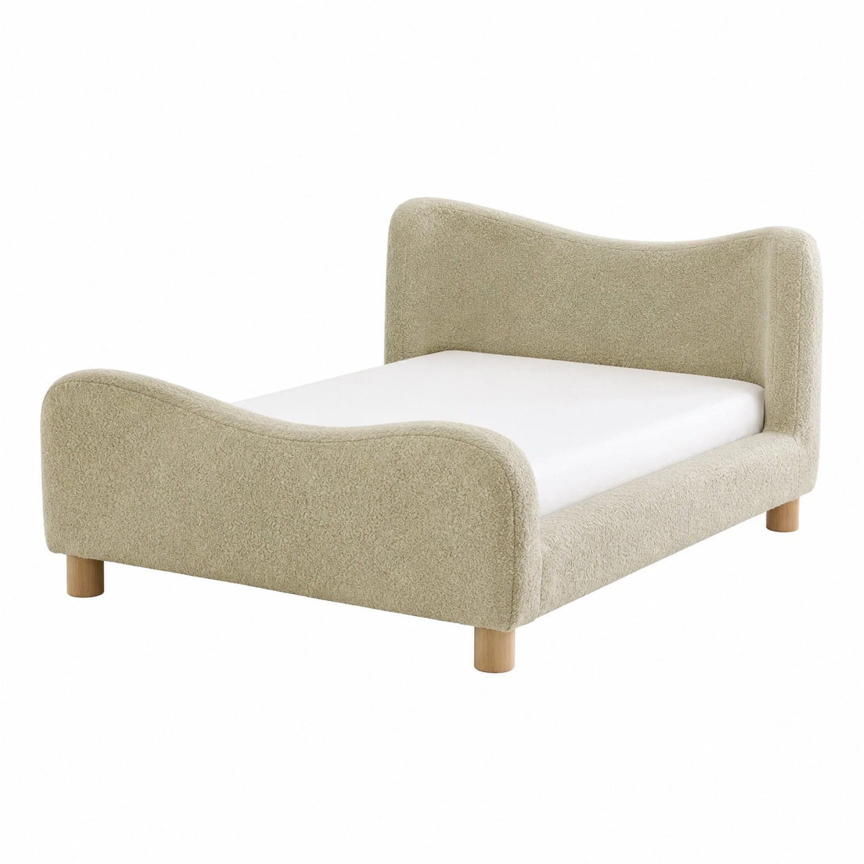 Cama infantil ondulada verde salvia