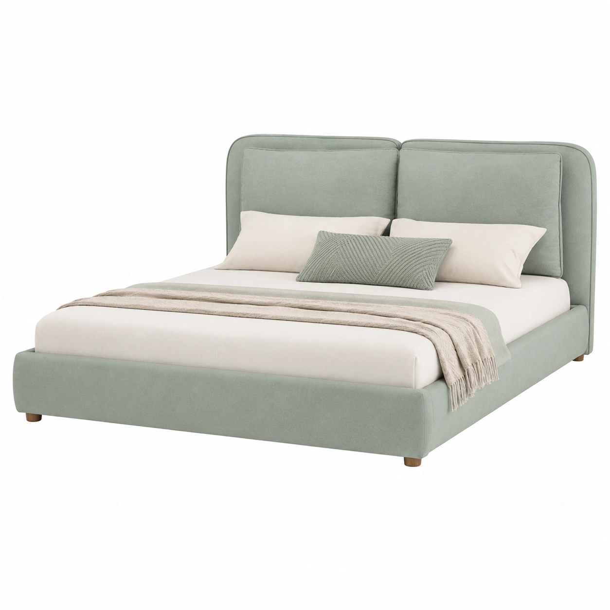 Cama moderna con cabecera tapizada