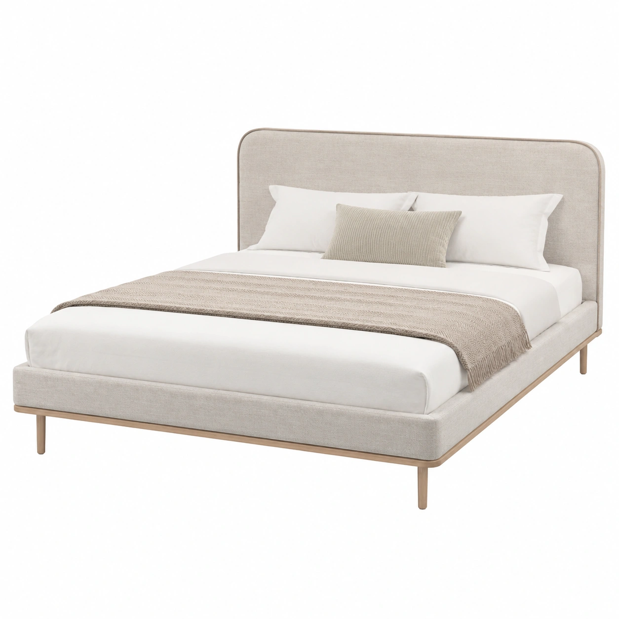 Cama doble con cabecera tapizada