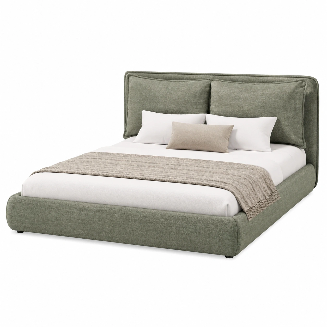 Cama tapizada de lujo con respaldo grande