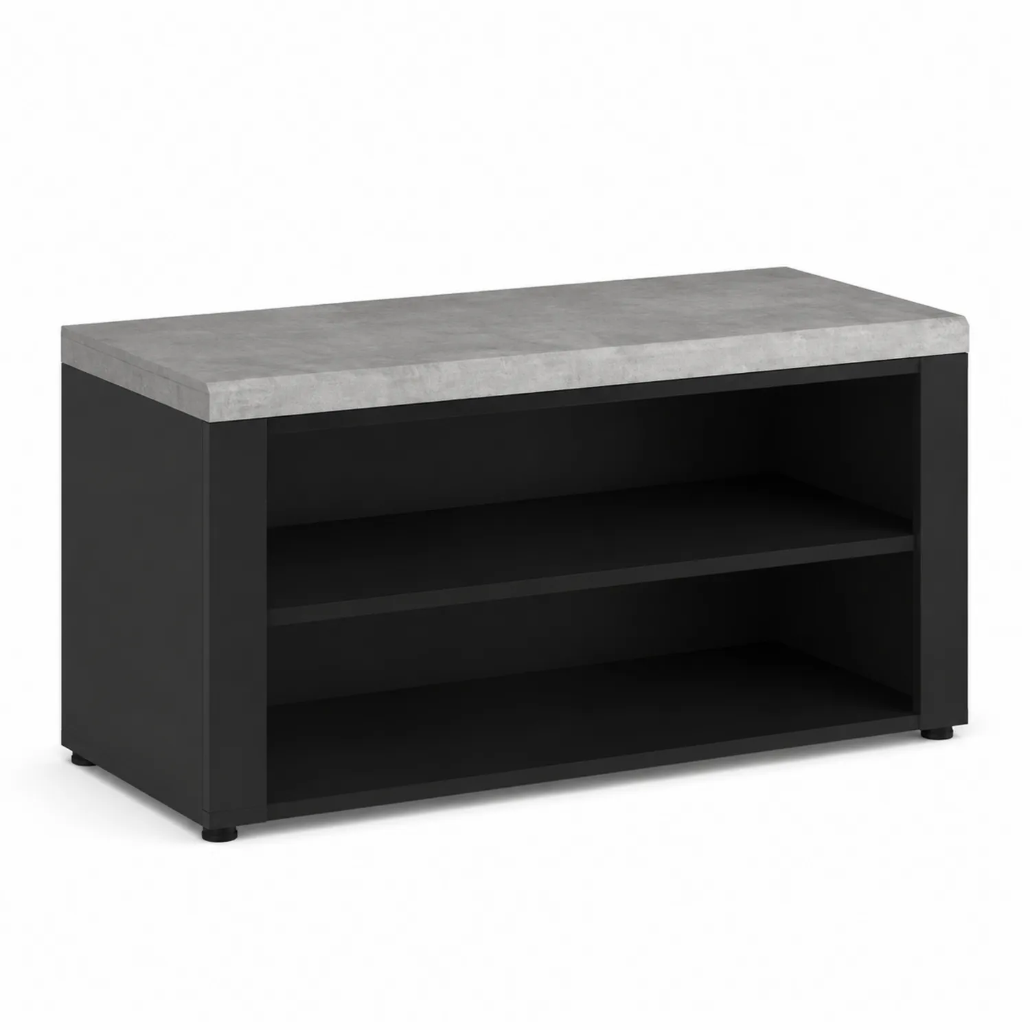 Banco de almacenamiento de madera y MDF con efecto hormigón, 90x30x45 cm