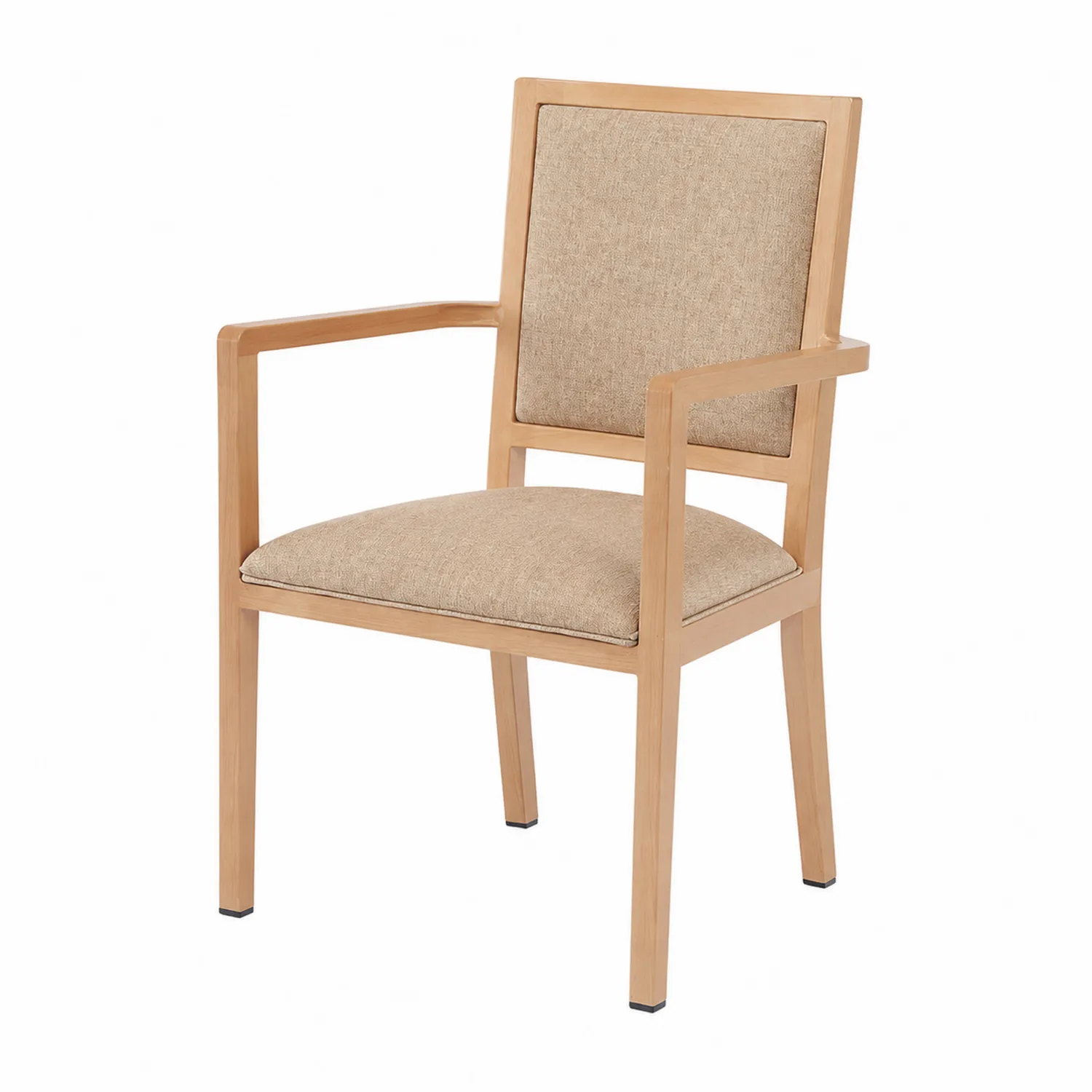 Silla de Madera con Tela de Poliéster Beige 60x60x90 cm