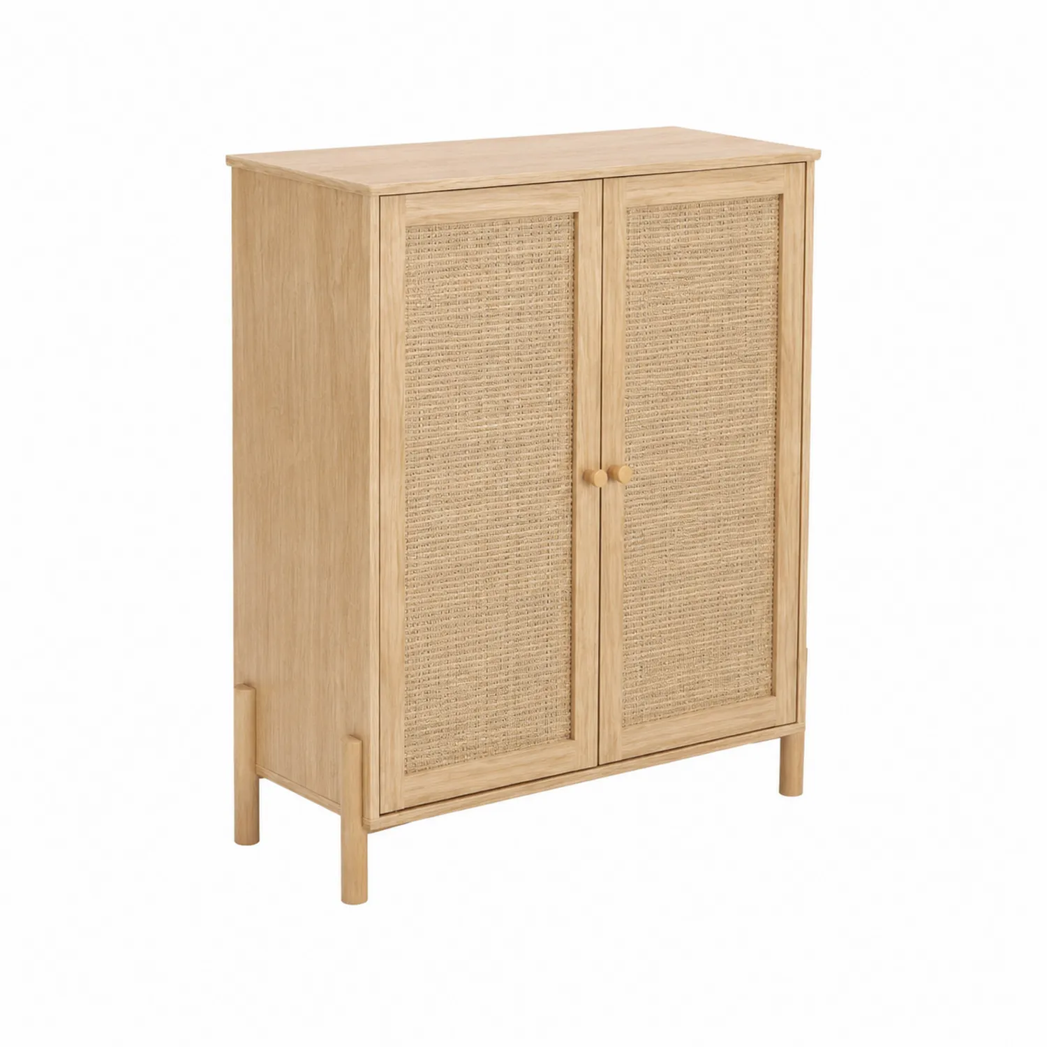 Armario de madera con puertas de ratán 80x35x100 cm
