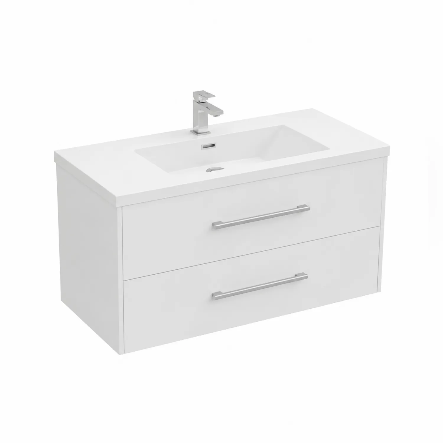 Mueble de baño MDF Blanco con Lavabo de Cerámica y Grifo