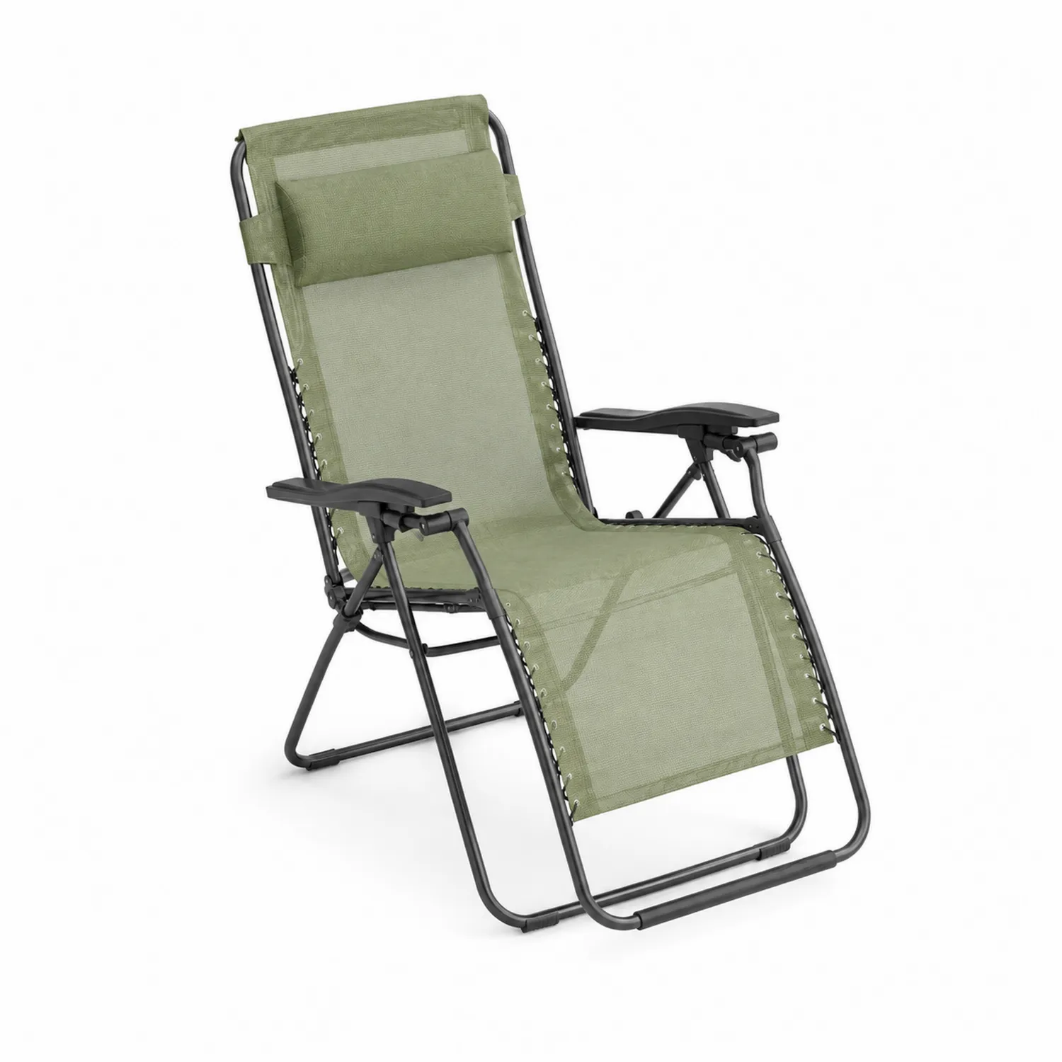 Silla reclinable de jardín con estructura de acero y textilene verde