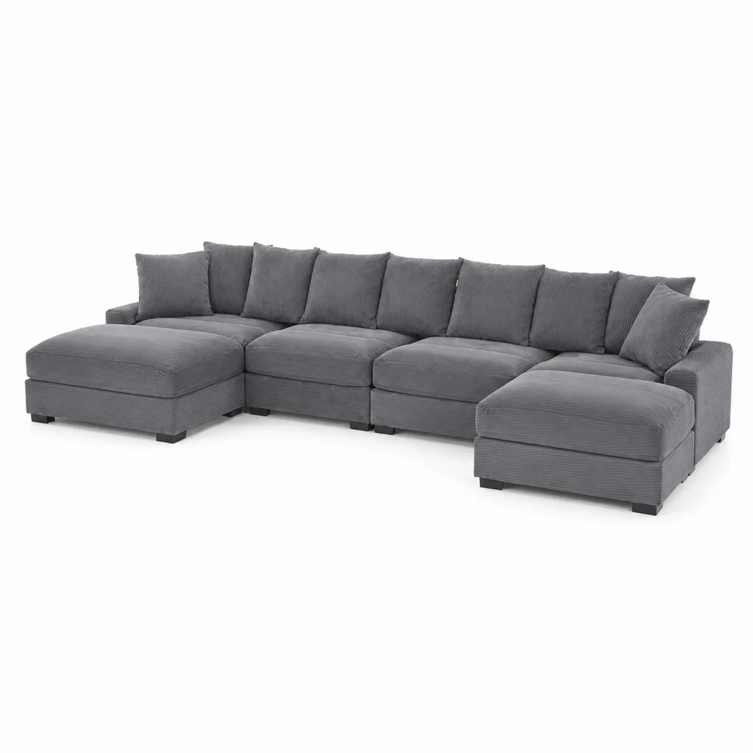 Sofá modular en L de 6 piezas en tela gris