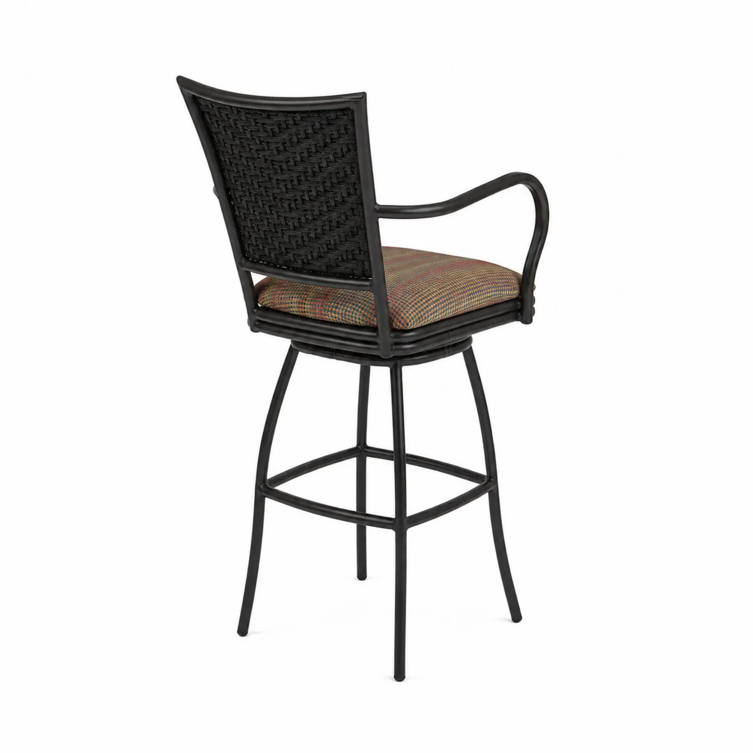 Silla de bar de aluminio y ratán sintético con cojín de poliéster