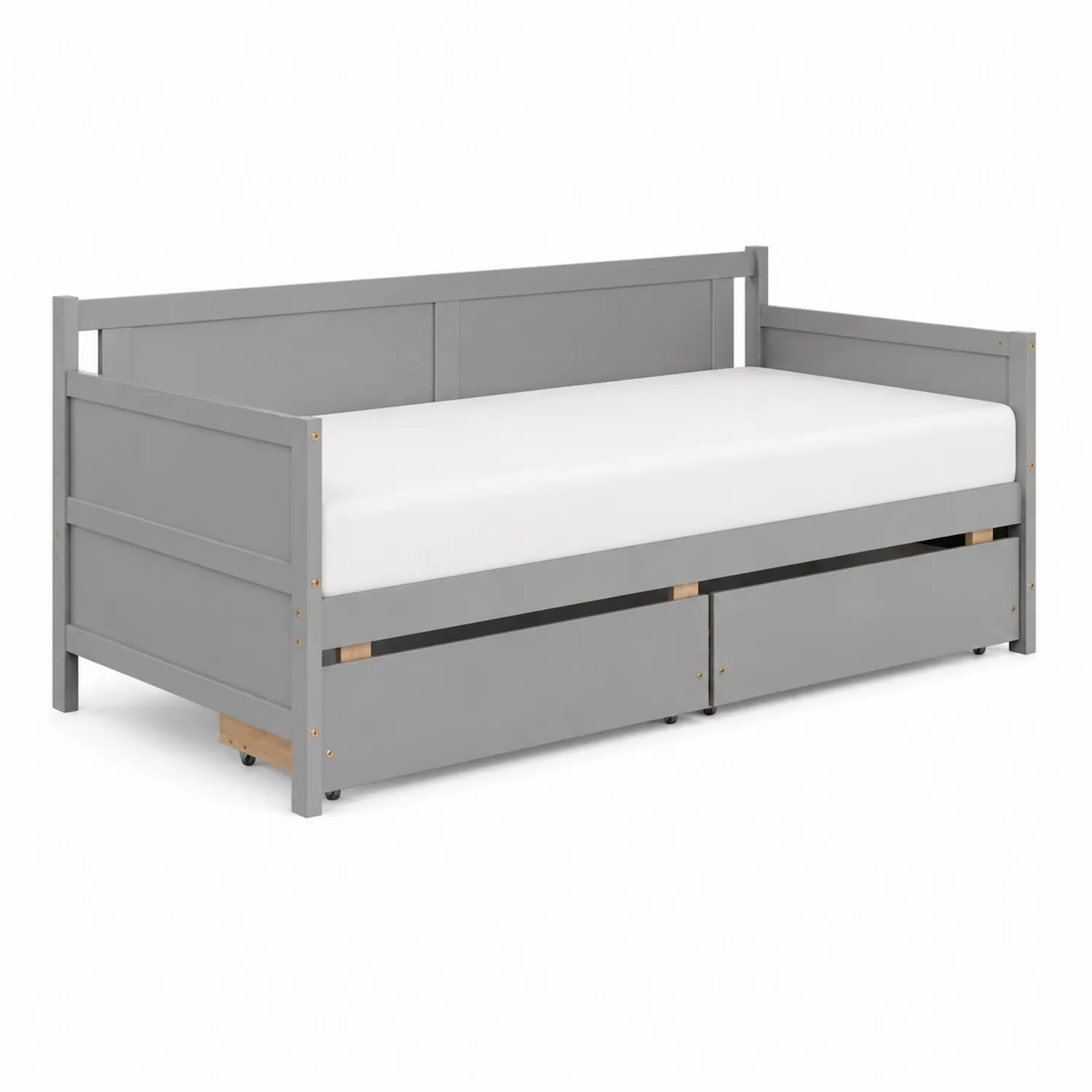 Cama de madera gris con cajones 200x90 cm