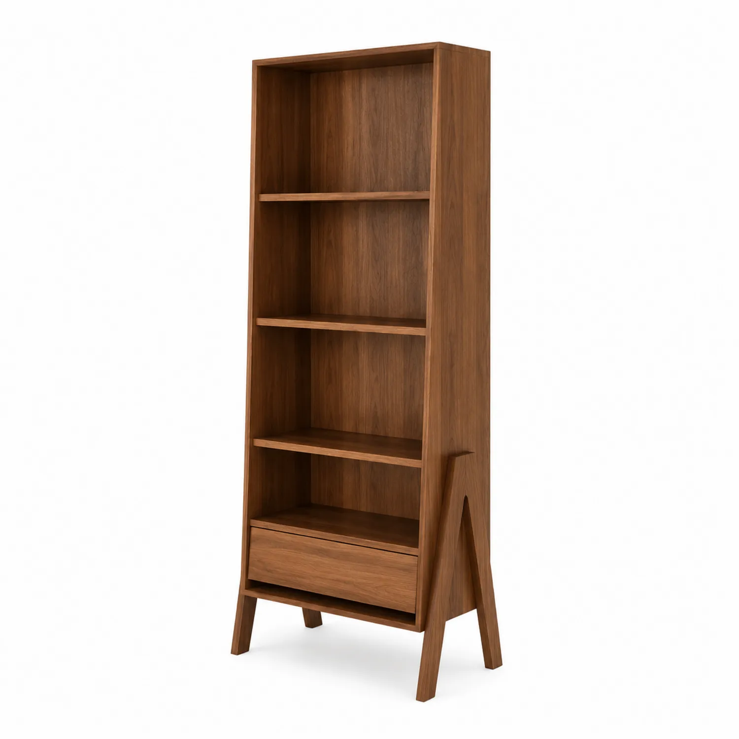 Estantería Alta de Madera Maciza de Roble con Cajón 180x60x35cm