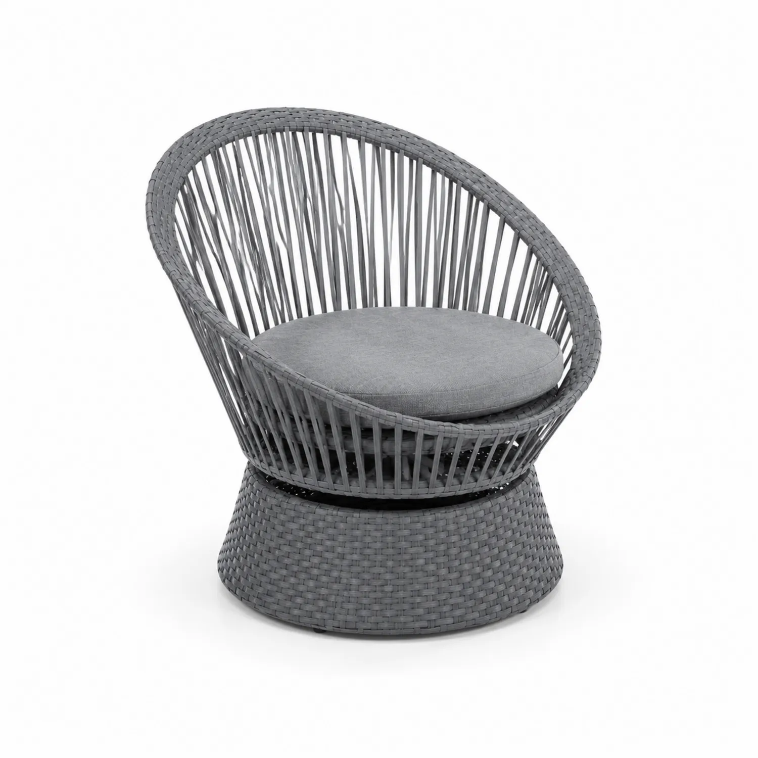 Sillón de ratán sintético gris con cojín