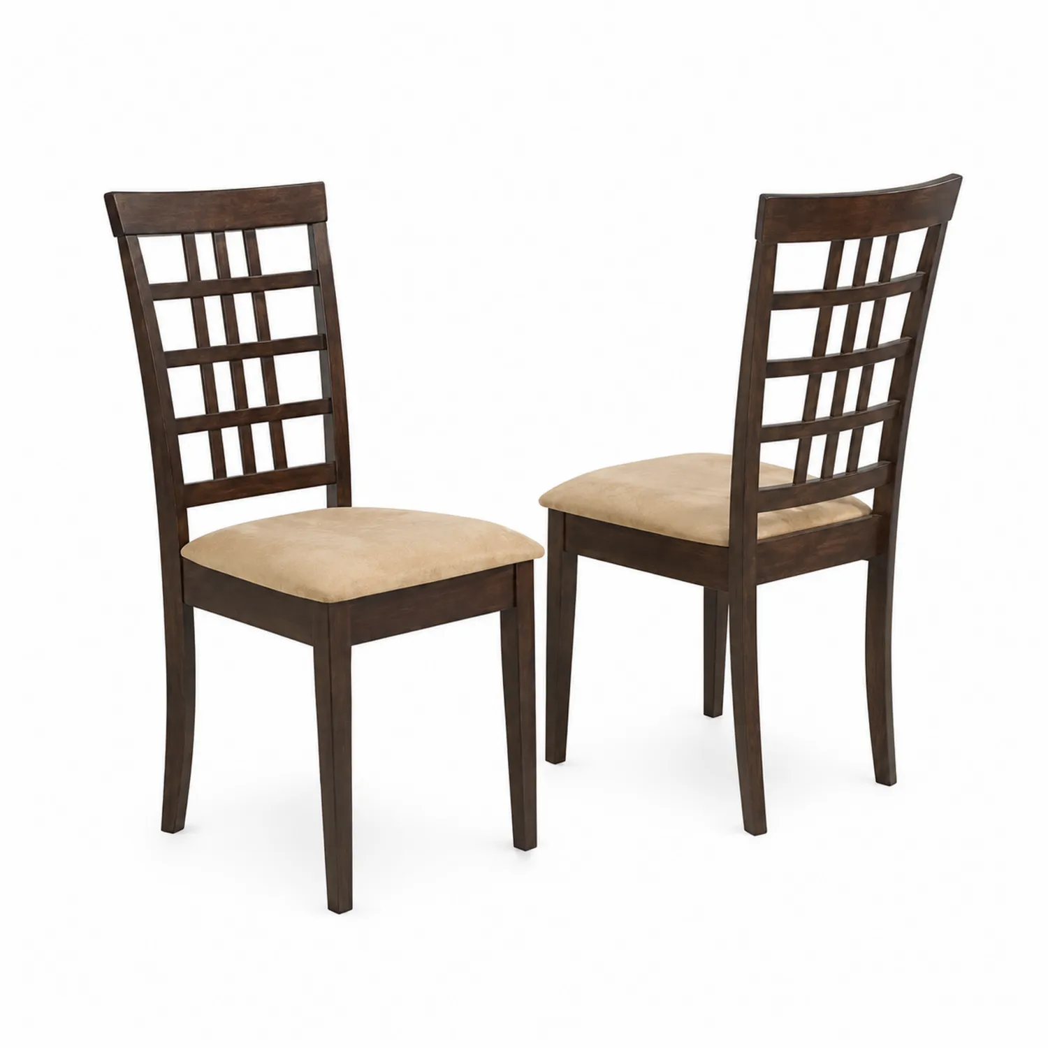 Conjunto de 2 sillas de madera con asiento de tela beige