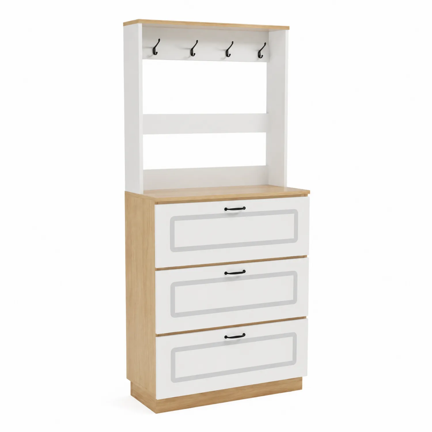 Zapatero de Madera y MDF con Colgador y 3 Cajones