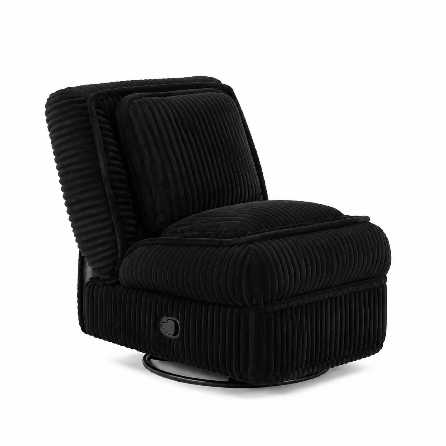 Sillón reclinable de pana negro 86 x 97 x 92 cm
