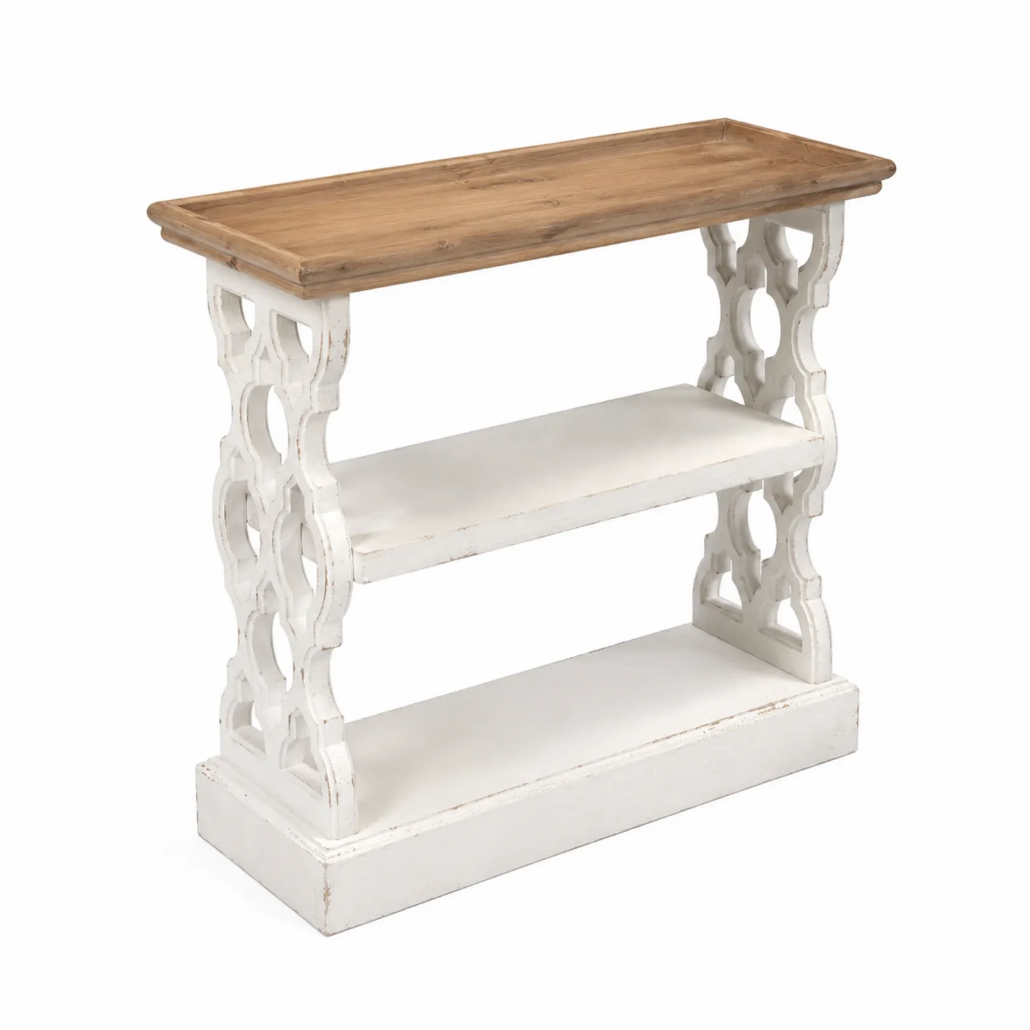 Consola de Madera de Pino Blanco y Roble Marrón 80x30x85 cm