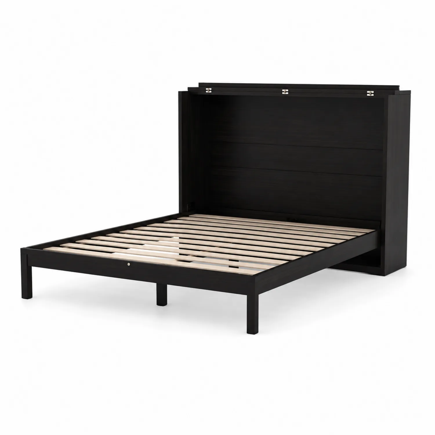 Cama abatible de madera de pino negra