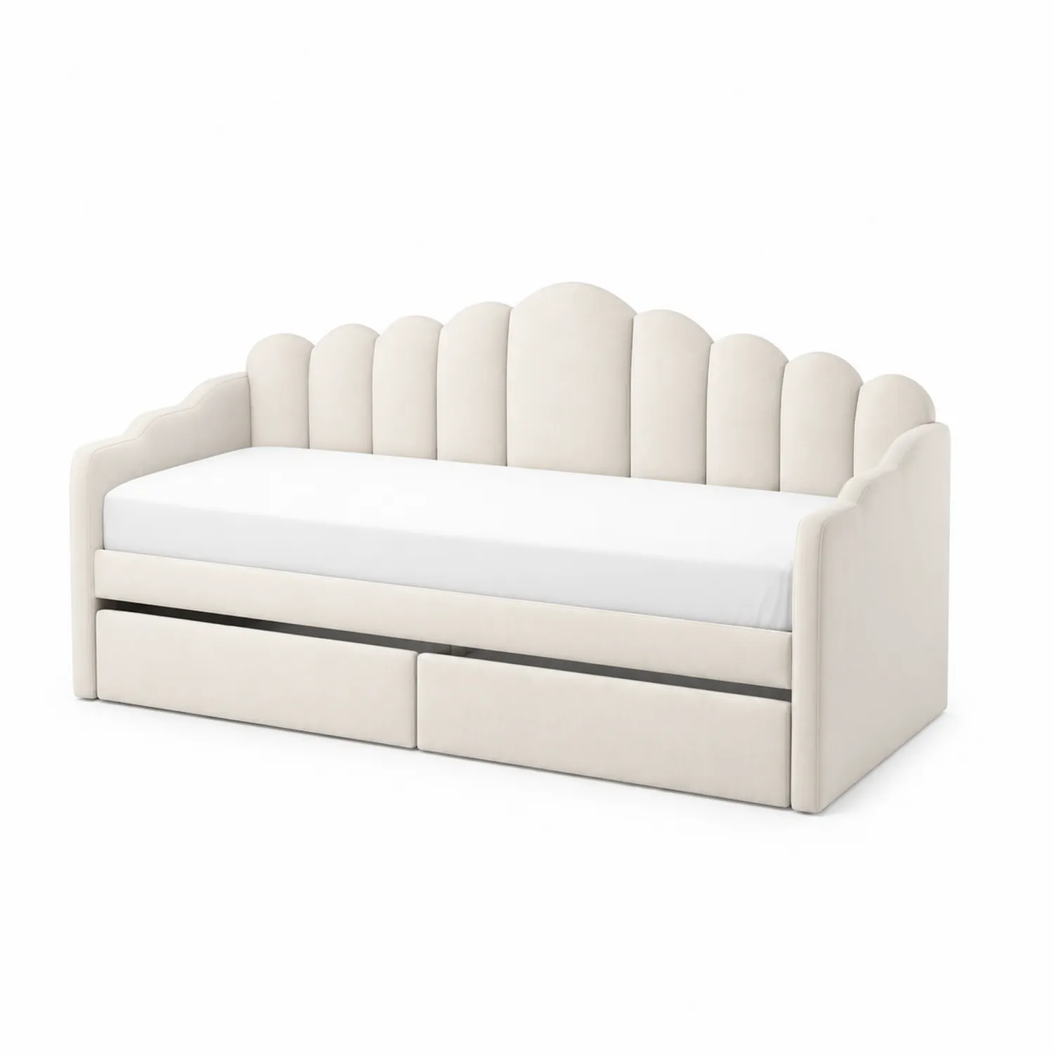 Cama de día con almacenamiento de terciopelo Beige