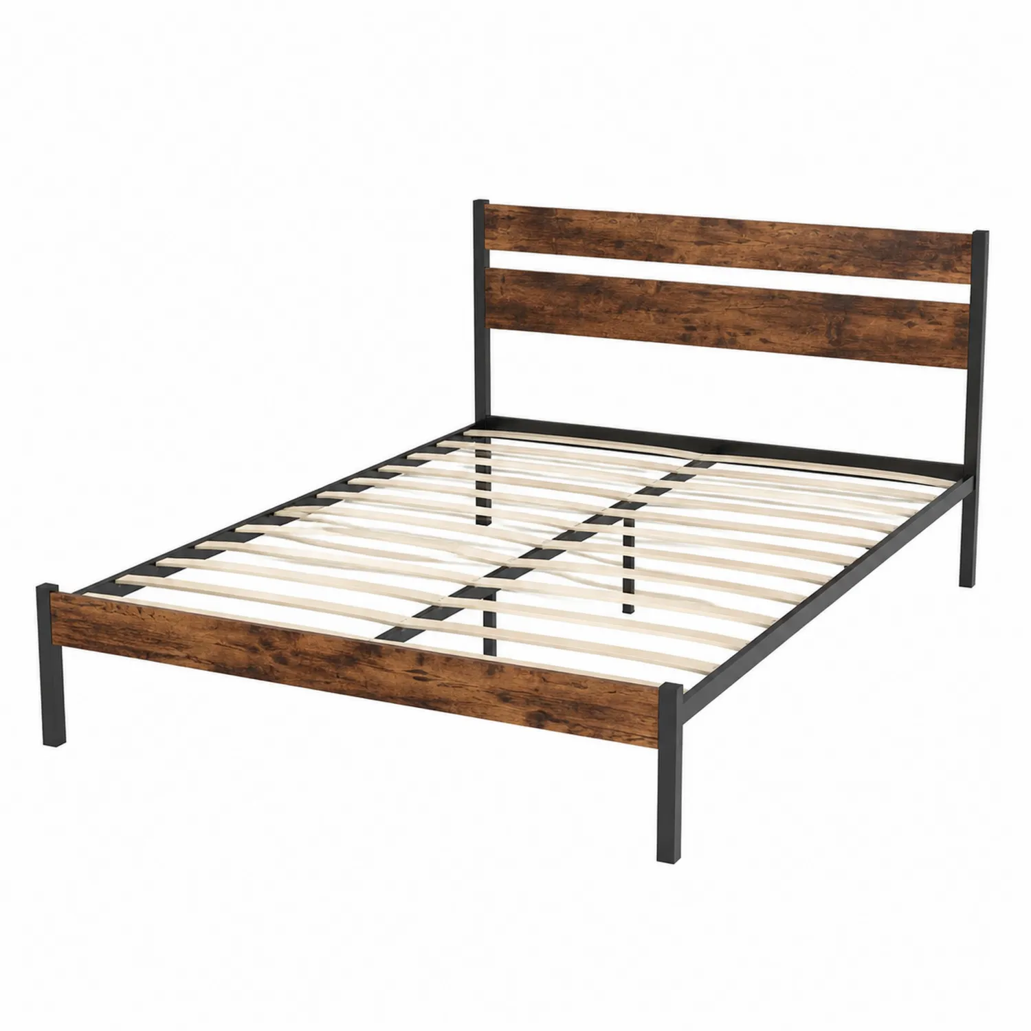 Cama de Matrimonio de Metal y MDF con Estructura Negra 200x150x90 cm
