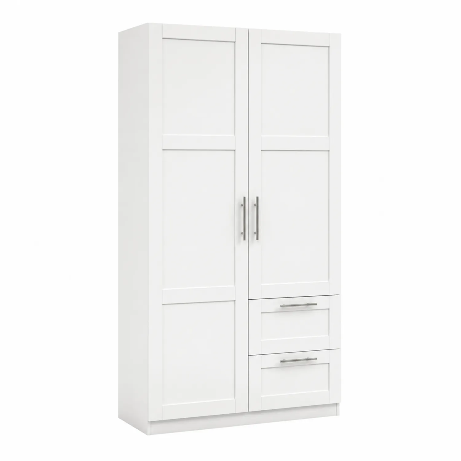 Armario de MDF Blanco con Puertas y Cajones