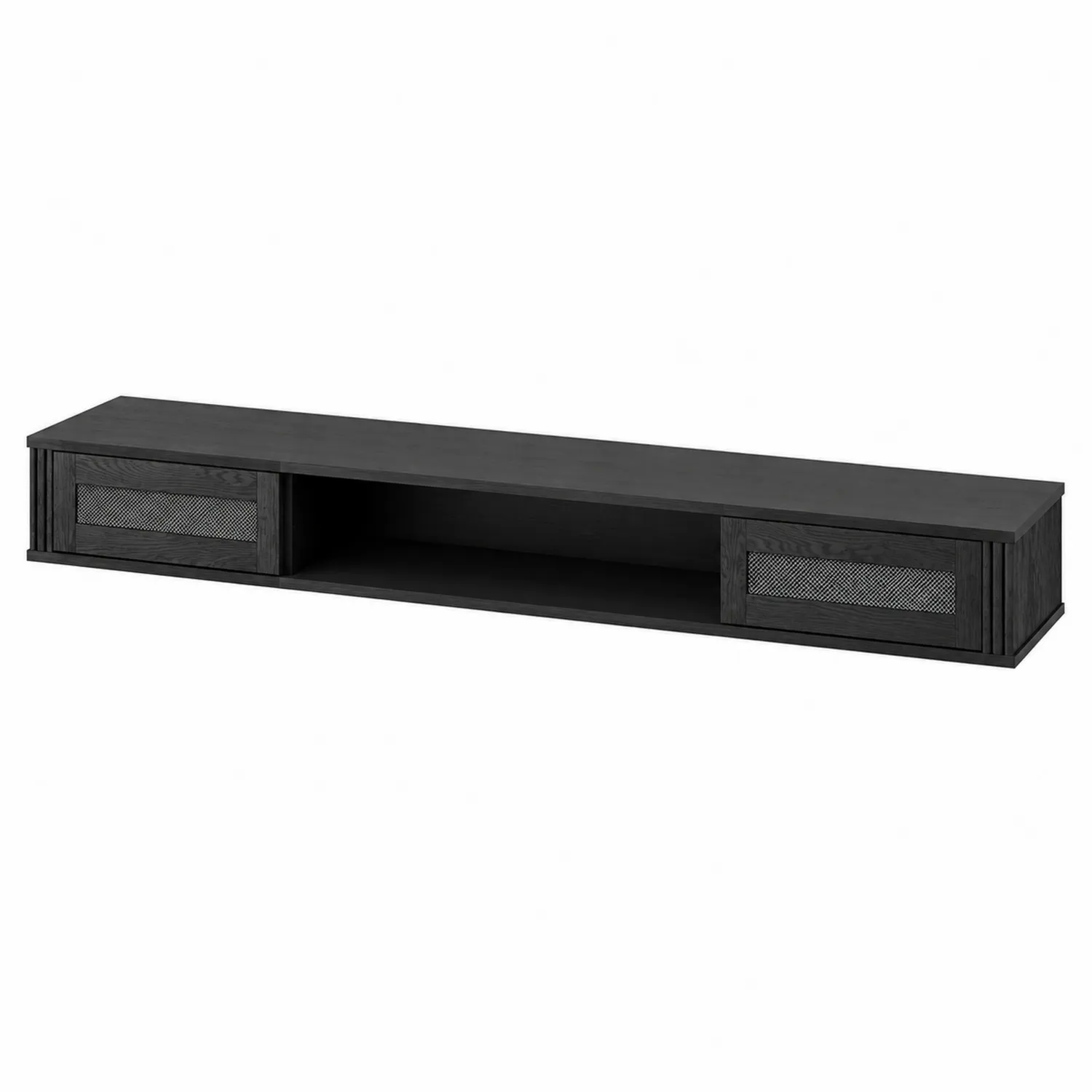 Mueble de TV de Madera Negro con Detalles de Malla 180cm