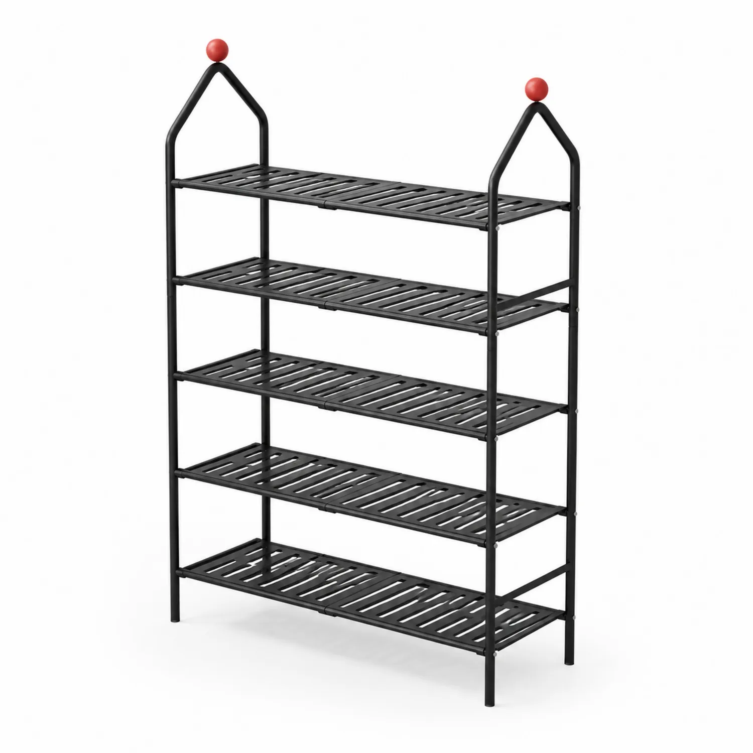 Estantería de metal negra con detalles rojos 5 niveles 90x30x150 cm