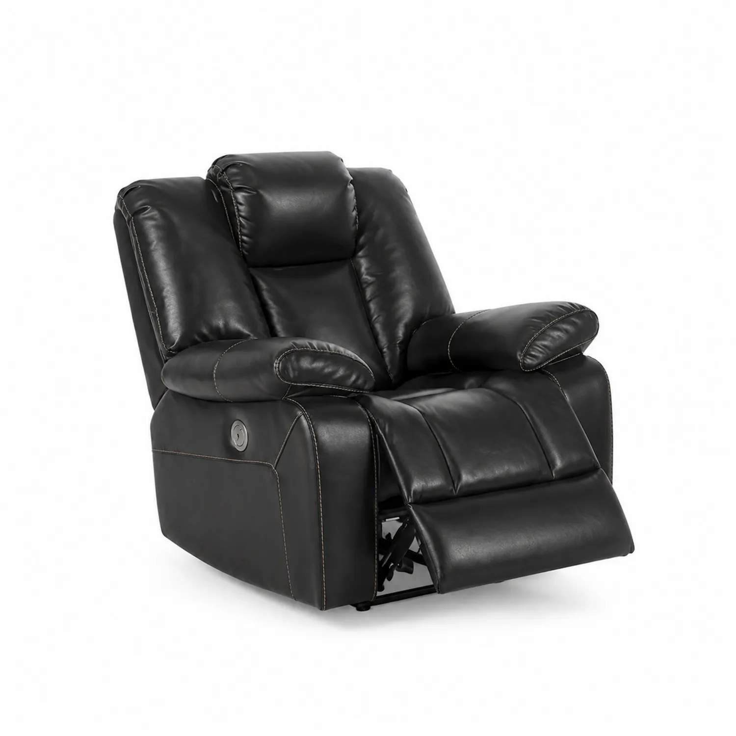Sillón reclinable de cuero negro 85x90x105 cm