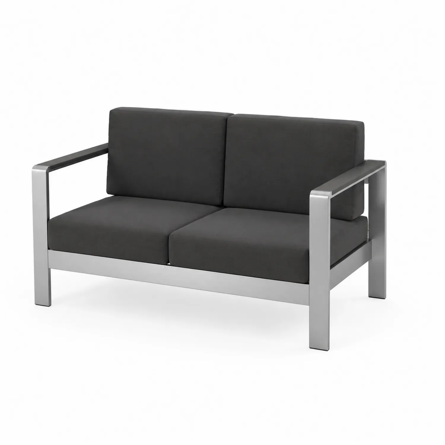 Sofá de Jardín de Aluminio y Tela Gris 140x72x74 cm