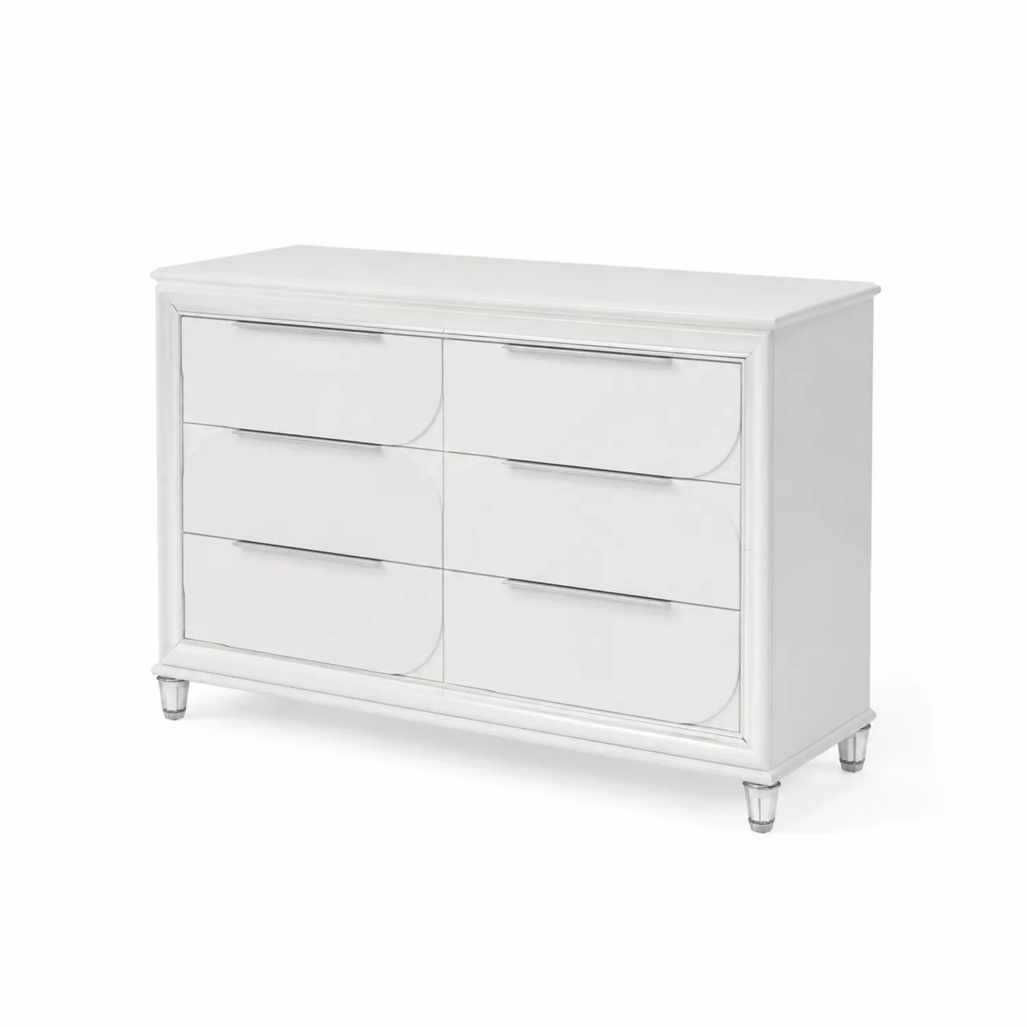 Cómoda de Madera MDF y Melamina Blanca de 6 Cajones