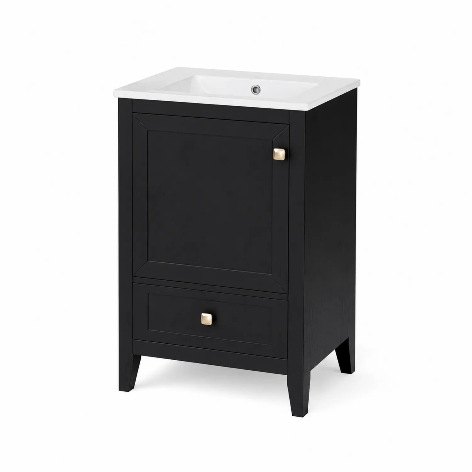 Meuble de lavabo en bois noir avec vasque en céramique