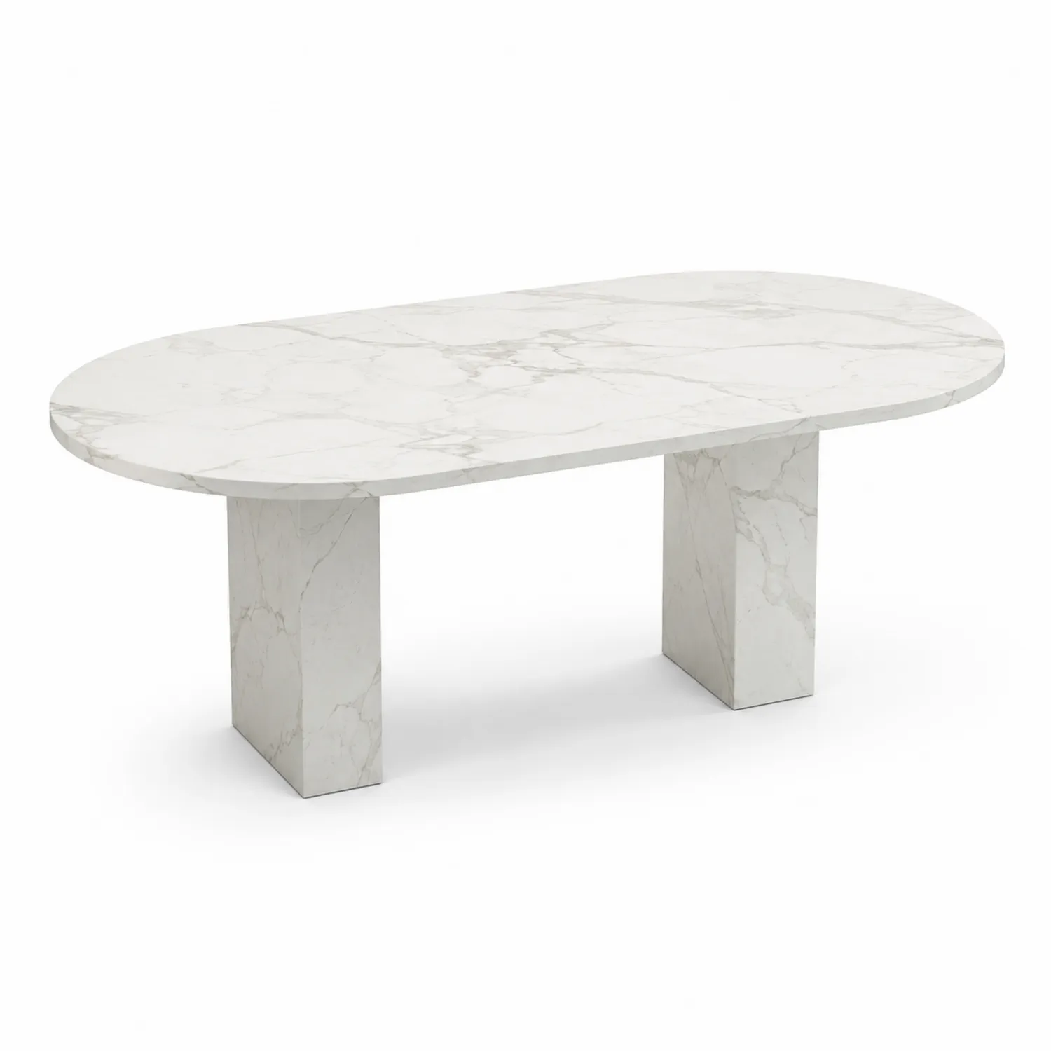 Table de salle à manger ovale en marbre blanc de Carrare 200x100x75 cm