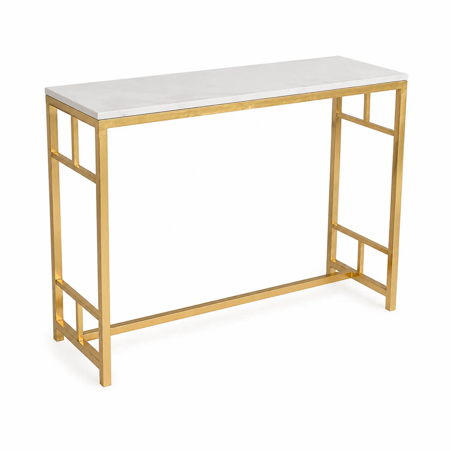 Console marbre blanc cadre métal doré 120 cm