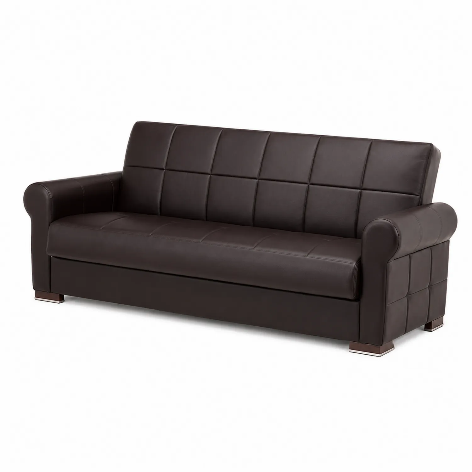 Canapé en cuir synthétique marron 200 cm