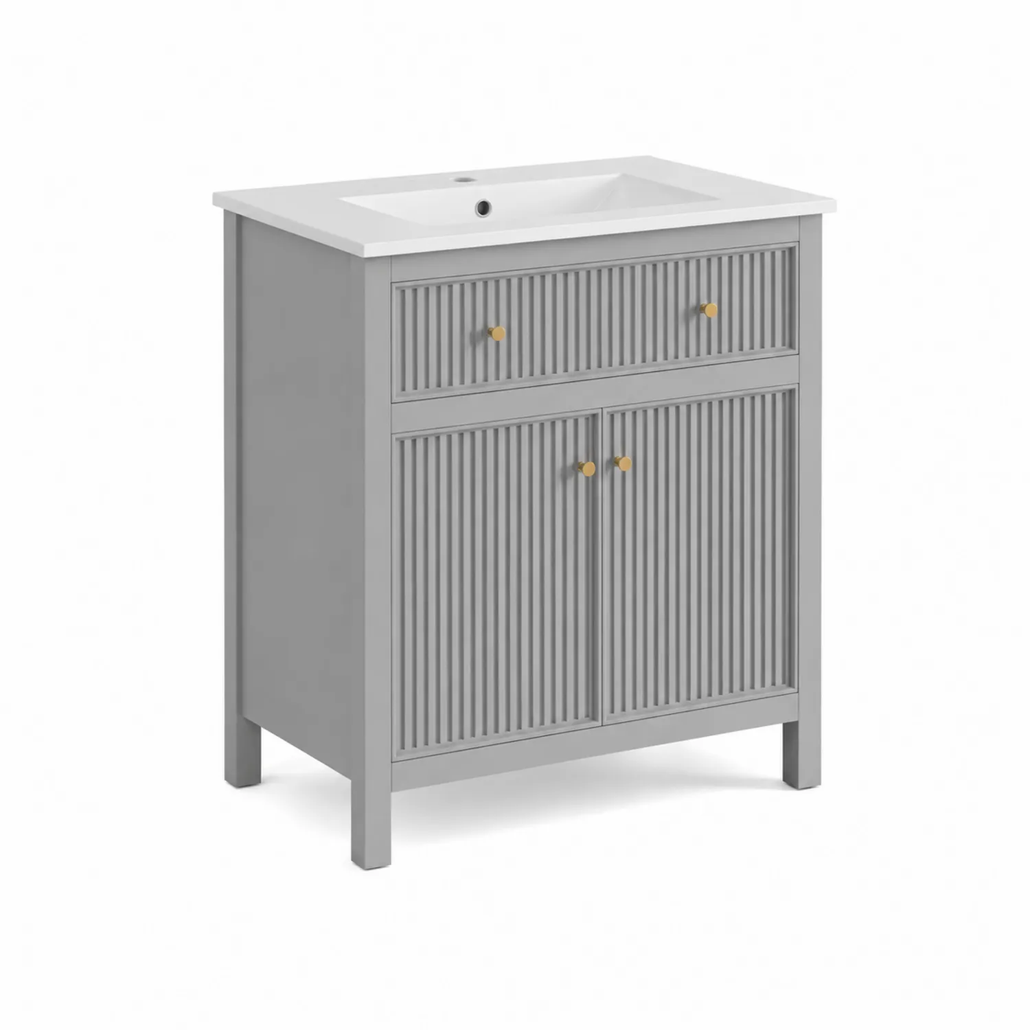 Meuble lavabo Gris en bois avec vasque en céramique 80x85x45cm