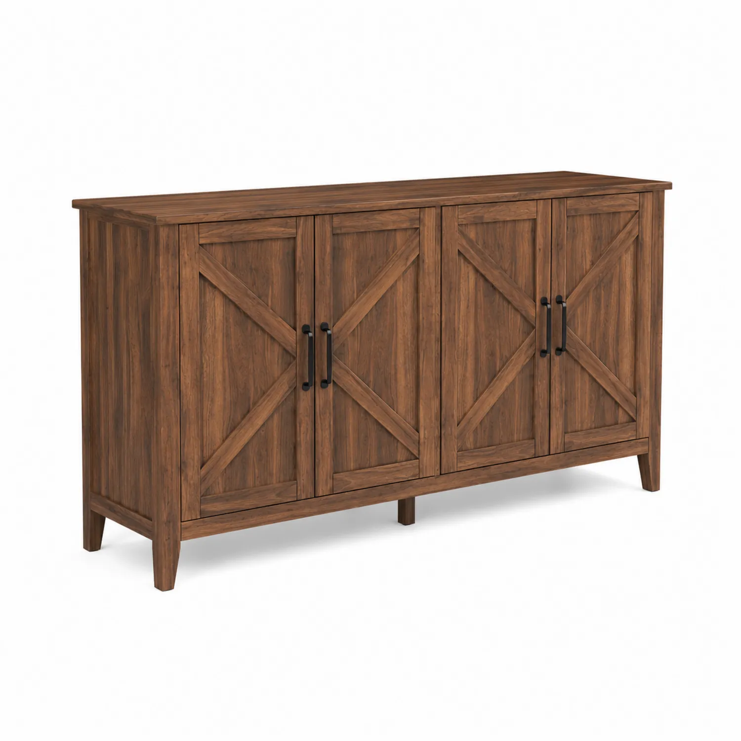Buffet en bois de chêne avec poignées noires 160x40x85 cm